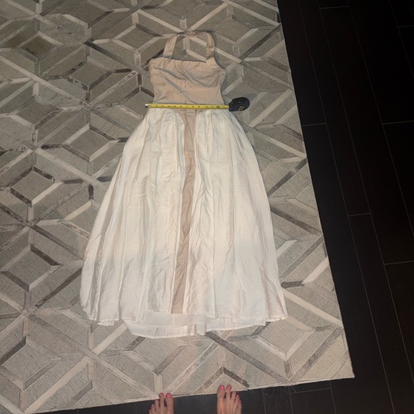 SAMMI HALTER MIDI DRESS - SAND/WHITE - Picture 6 of 7